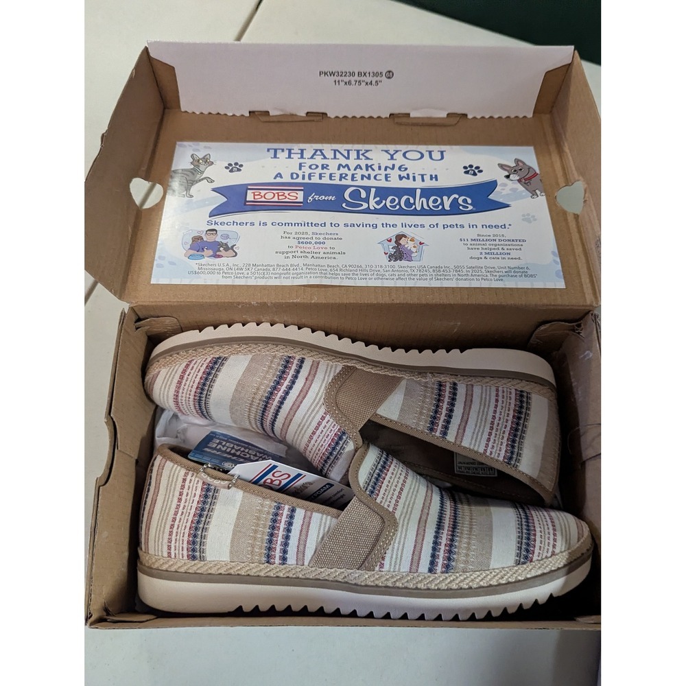 Skechers BOBS Flexpadrille Lo Stay Light Shoes Women's 8.5 Natural Multi Vegan - Picture 10 of 12